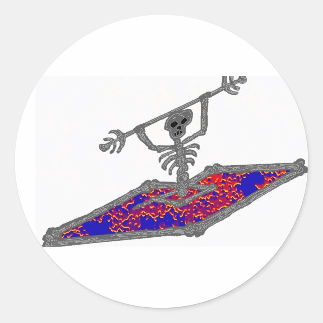 Pegatina Redonda Kayak Bones flotando (Anverso)