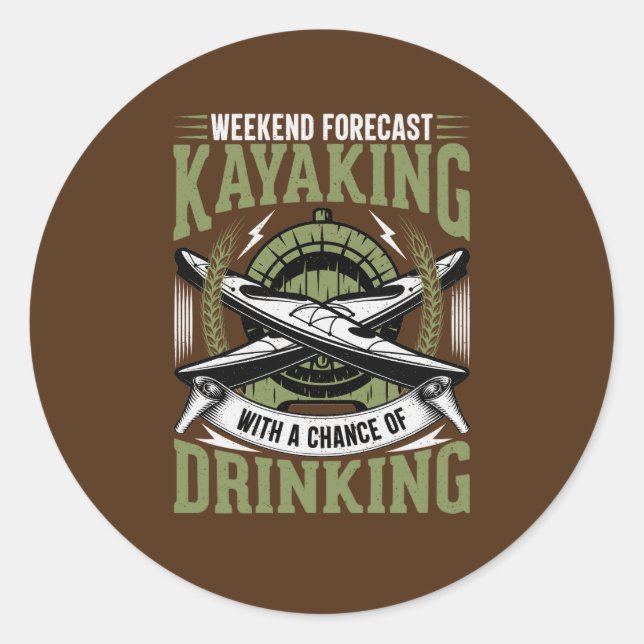 Pegatina Redonda Kayak con la oportunidad de beber (Anverso)