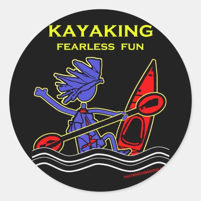 Pegatina Redonda Kayak Fearless Fun (Anverso)