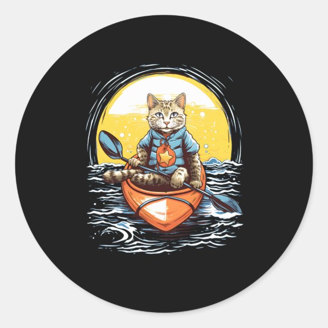 Pegatina Redonda Kayak Kayaker Kayak Canoe Paddle Canoeing (Anverso)