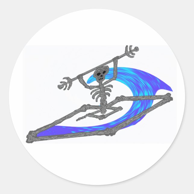 Pegatina Redonda Kayak Wavey Bones (Anverso)
