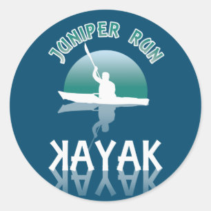 Pegatina Redonda Kayaking Juniper Run - Kayak