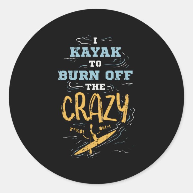 Pegatina Redonda Kayaking Kayaker (Anverso)