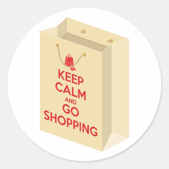 Pegatina Redonda Keep Calm and Go Shopping (bag1) (Anverso)
