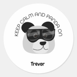 Pegatina Redonda Keep Calm and Panda On