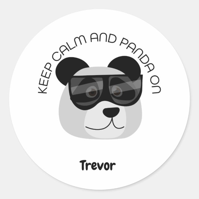 Pegatina Redonda Keep Calm and Panda On (Anverso)