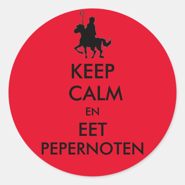 Pegatina Redonda Keep Calm  en Eet Pepernoten Sticker (Anverso)