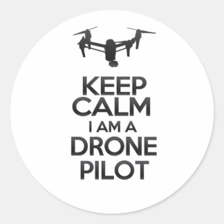 Pegatina Redonda Keep Calm I Am Drone Pilot