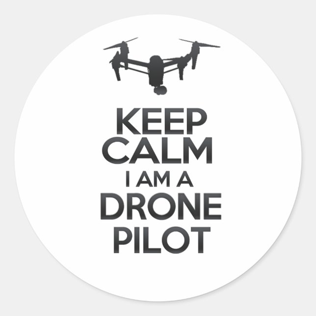 Pegatina Redonda Keep Calm I Am Drone Pilot (Anverso)
