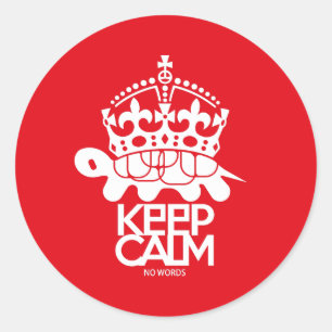 PEGATINA REDONDA KEEP CALM NO WORDS TURTLE BY MASANSER