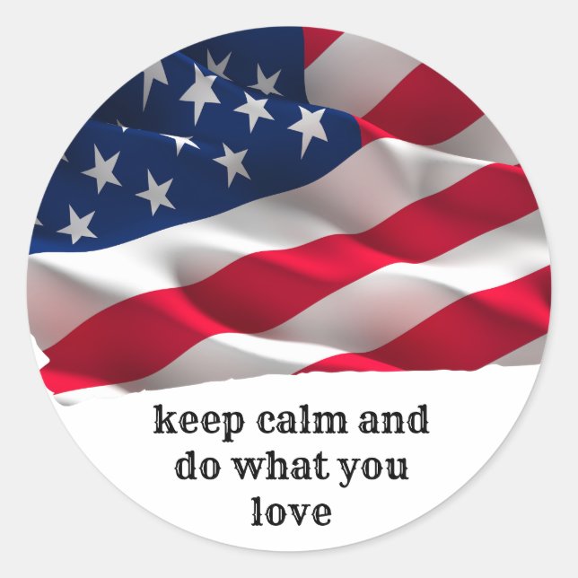 Pegatina Redonda keep calm quote and vibrant american flag (Anverso)