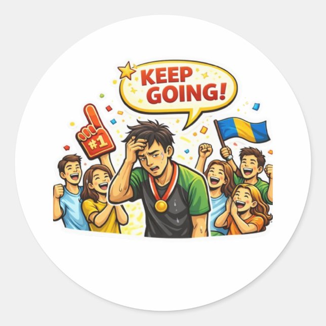 Pegatina Redonda Keep Going Motivational Sticker (Anverso)