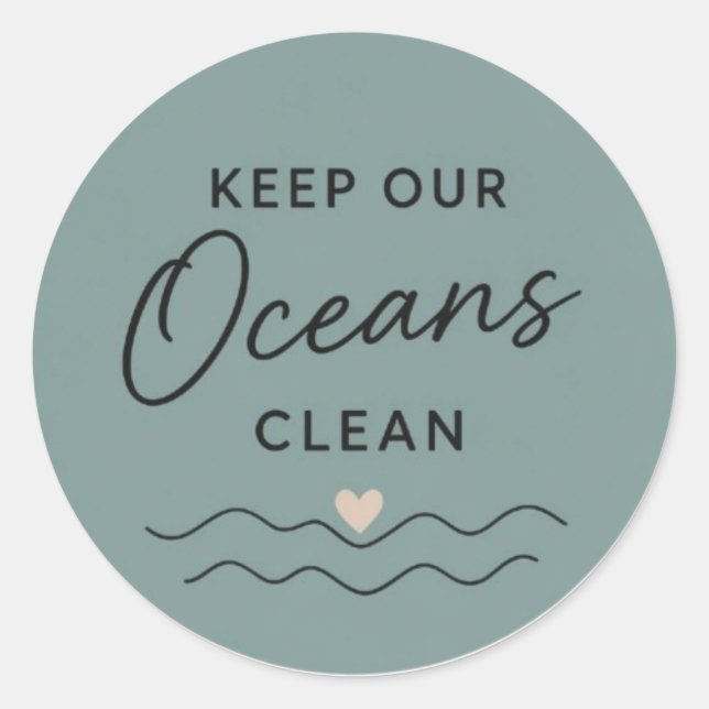 Pegatina Redonda Keep Oceans Clean (Anverso)