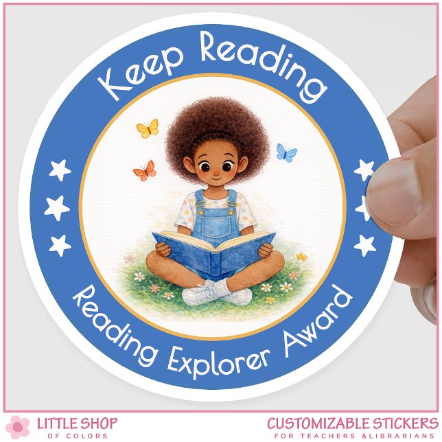 Pegatina Redonda Keep Reading Teacher Encouragement Award (Subido por el creador)