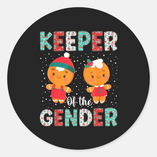 Pegatina Redonda Keeper Of The Gender Funny Christmas Shirt Gingerb (Anverso)