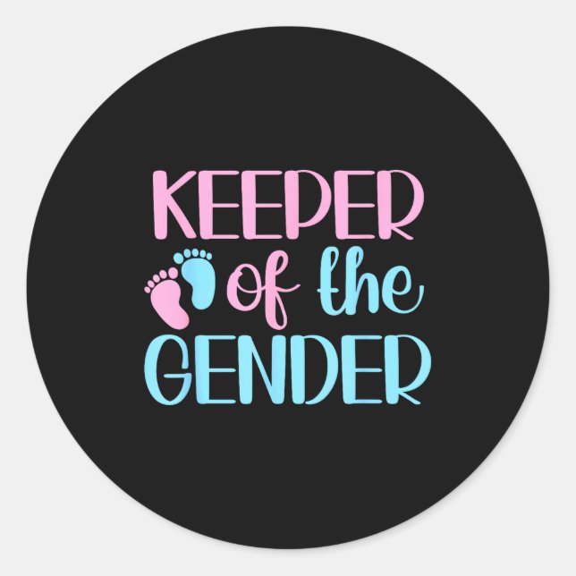 Pegatina Redonda Keeper Of The Gender Pregnancy Announcement Gender (Anverso)
