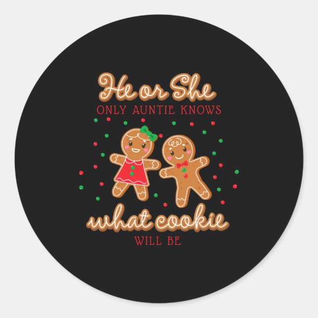 Pegatina Redonda Keeper Of The Gender Reveal Gingerbread Auntie  (Anverso)