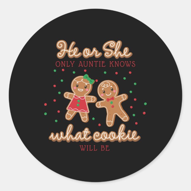 Pegatina Redonda Keeper Of The Gender Reveal Gingerbread Auntie T S (Anverso)