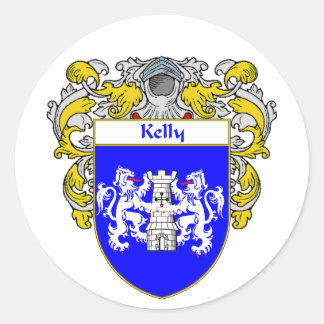 Pegatina Redonda Kelly Coat of Arms (Mantled)