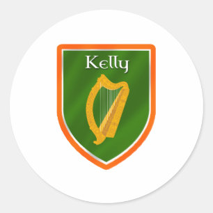 Pegatina Redonda Kelly family crest kelly family name