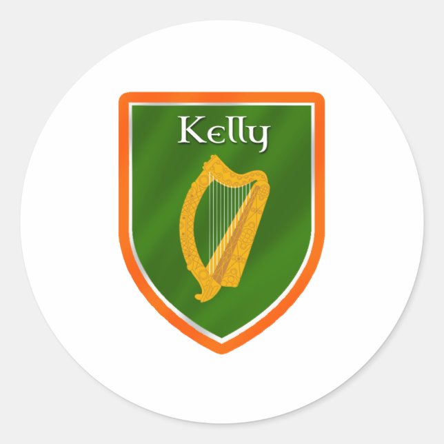 Pegatina Redonda Kelly family crest kelly family name (Anverso)