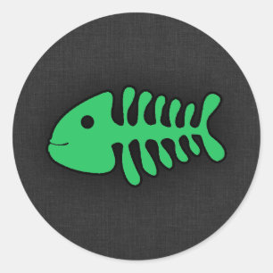 Pegatina Redonda Kelly Green Fish Bones