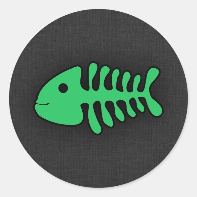 Pegatina Redonda Kelly Green Fish Bones (Anverso)