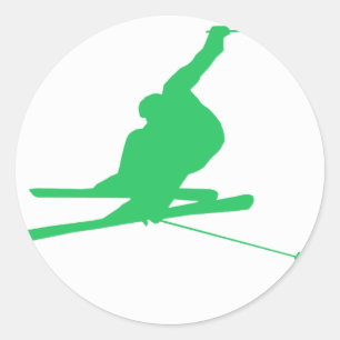 Pegatina Redonda Kelly Green Snow Ski