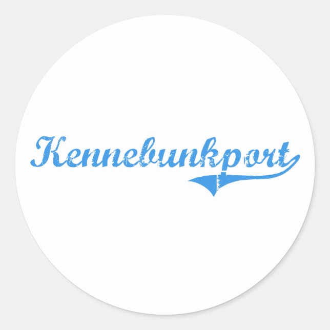 Pegatina Redonda Kennebunkport Maine Classic Design (Anverso)