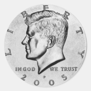 Pegatina Redonda Kennedy Half Dollar