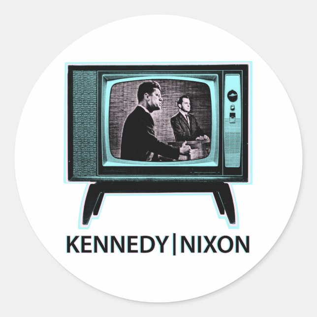 Pegatina Redonda Kennedy Nixon Debate televisivo de 1960 (Anverso)