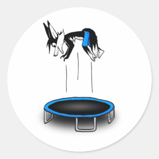 Pegatina Redonda Kenny en trampoline