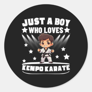 Pegatina Redonda Kenpo Americano Un Niño Que Ama A Kenpo Karate