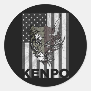 Pegatina Redonda Kenpo Karate Artes Marciales Hombres de Bandera Am