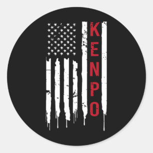 Pegatina Redonda Kenpo Karate Bandera Americana Para Hombres