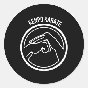 Pegatina Redonda Kenpo Karate White Black Hands Guay Martial Arts T