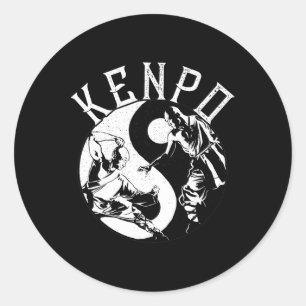 Pegatina Redonda Kenpo Yin Yang, luchador japonés de Kempo en artes