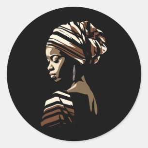 Pegatina Redonda Kente Cloth Pañuelo étnico africano hermoso Afr