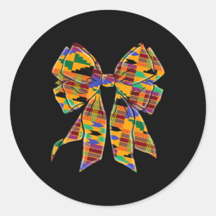 Pegatina Redonda Kente Coquette Bow Black History Month African Ame