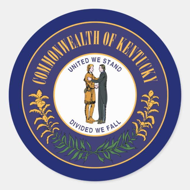 Pegatina Redonda Kentuckian Seal, Kentucky (Anverso)