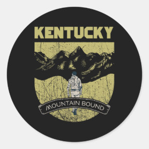 Pegatina Redonda Kentucky Limitado por Montañas Senderismo Camping 