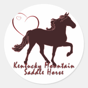 Pegatina Redonda Kentucky Mountain Saddle Horse Hearts