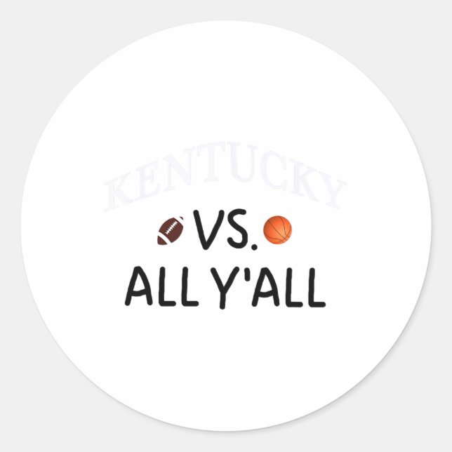 Pegatina Redonda Kentucky Vs. All Y'all Footll Sketll (Anverso)