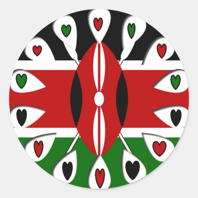 Pegatina Redonda Kenya: Motif de arte de la bandera (Anverso)