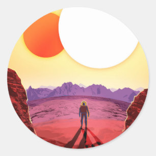 Pegatina Redonda Kepler Space Travel Destination Planet Adventure