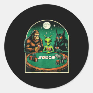 Pegatina Redonda Ker Shirt Hombres Mujeres Pie Grande Alien Mothman