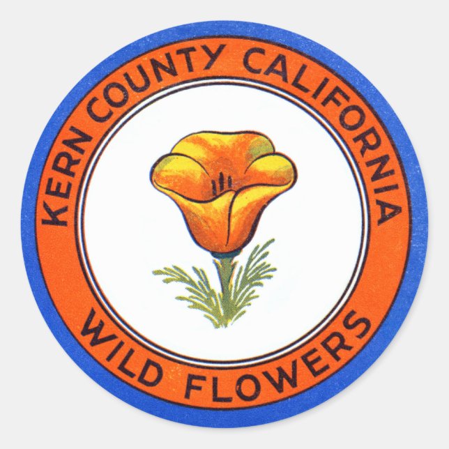 Pegatina Redonda Kern County California 1910 (Anverso)