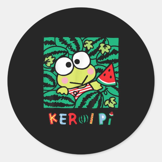 Pegatina Redonda Keroppi Watermelon Summer Fun (Anverso)