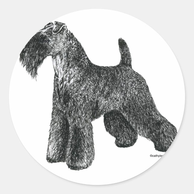 Pegatina Redonda Kerry Blue Terrier (Anverso)