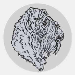 Pegatina Redonda Kerry Blue Terrier Bust